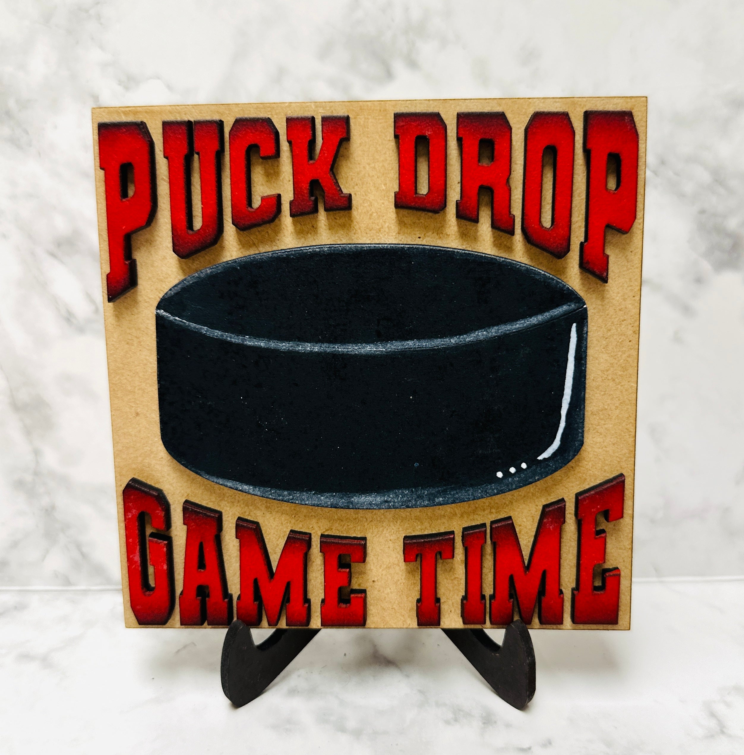 Drop Puck Design Tile - hockey puck drop game time – Detroit Dingo Design